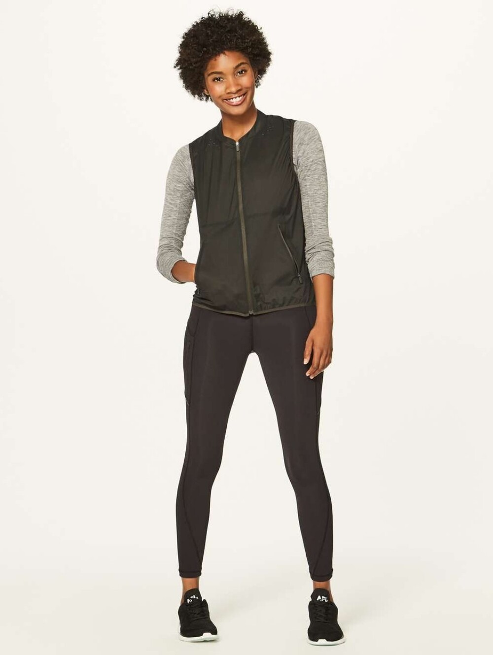 lululemon athletica Women Wind Black Performance Vest with Zip Pockets